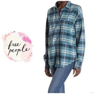 Free People Love land plaid buttondown